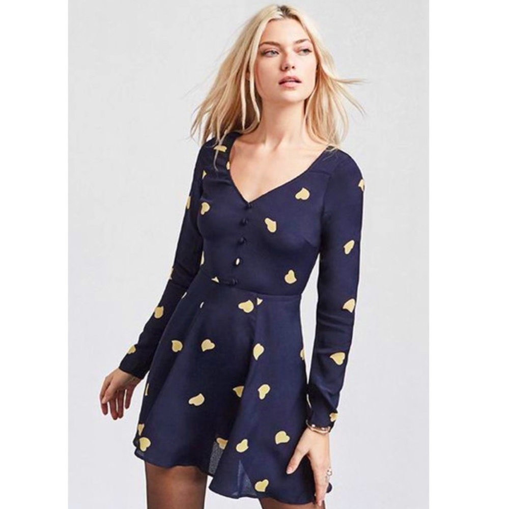 Reformation Yellow Hearts Dress